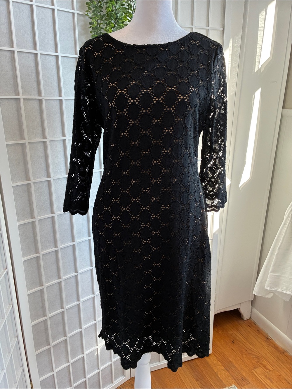 Ronni Nicole Black Lace Midi Dress, Deep Back Neckline, Back Zipper Closure 6